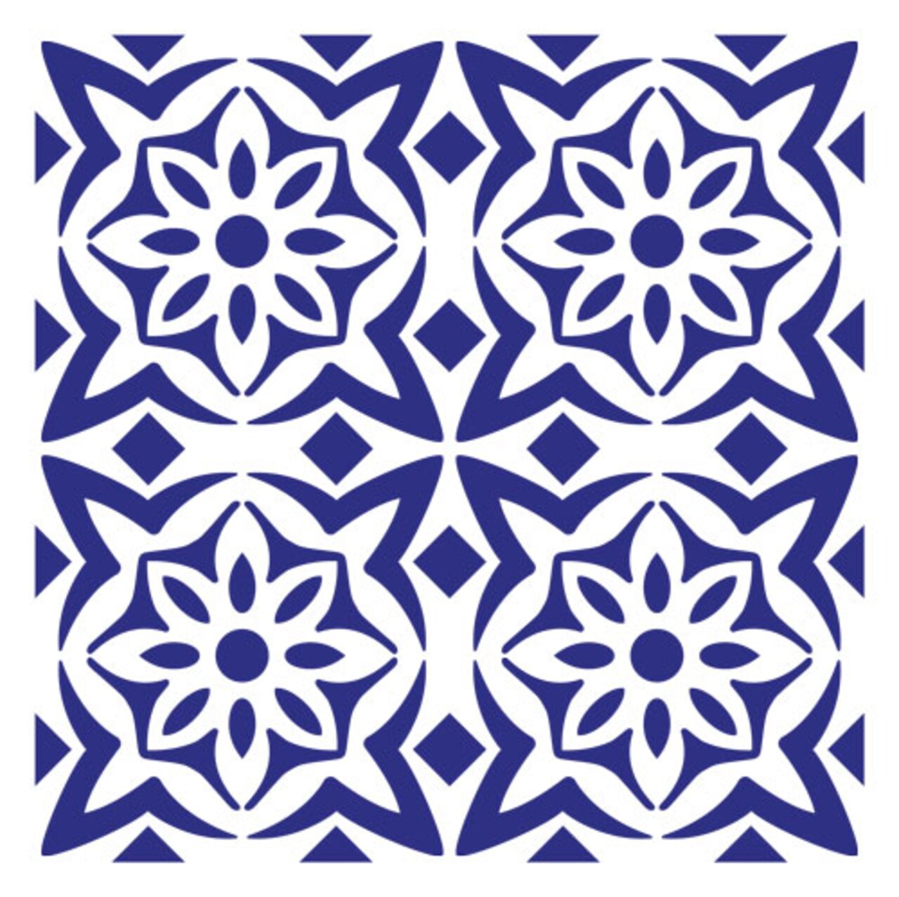 Flower Tile Wall & Floor 12 x 12 Stencil | 3799 by Designer Stencils | Floral Stencils | Reusable Art Craft Stencils for Painting on Walls, Canvas, Wood | Reusable Plastic Paint Stencil for Home Makeover | Easy to Use & Clean Art Stencil